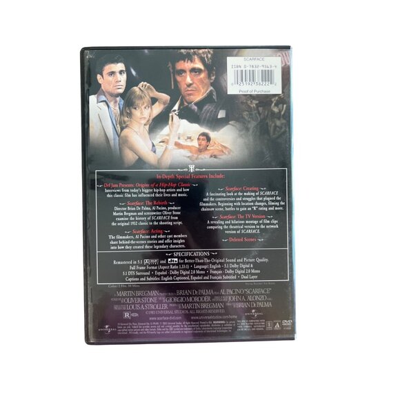 Scarface DVD 2003 Crime Movie Two-Disc Anniversary Edition Full Screen Pre-Owned - Picture 5 of 5